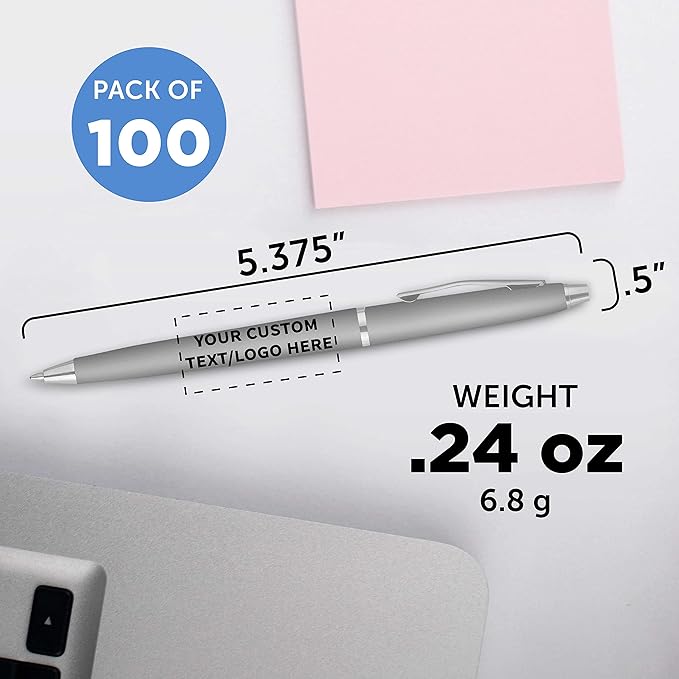 DISCOUNT PROMOS Custom Langham Ballpoint Pens Set of 100, Personalized Bulk Pack - Image 5
