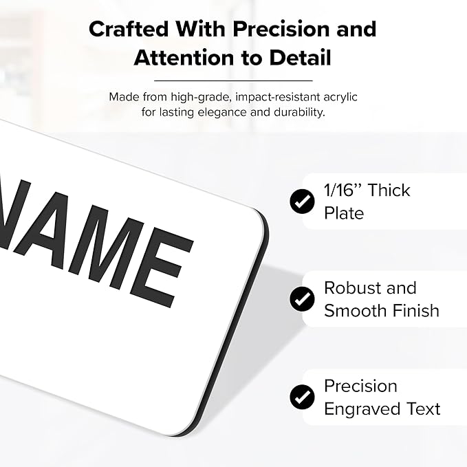 Name Tag, Magnetic White Name Tags, Personalized Name Tags, 1.5x3 Inches - Image 3