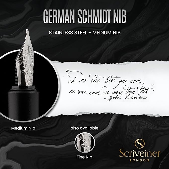 Scriveiner Personalized Luxury EDC Fountain Pen, Stunning Matt Black Pocket Pen - Image 7