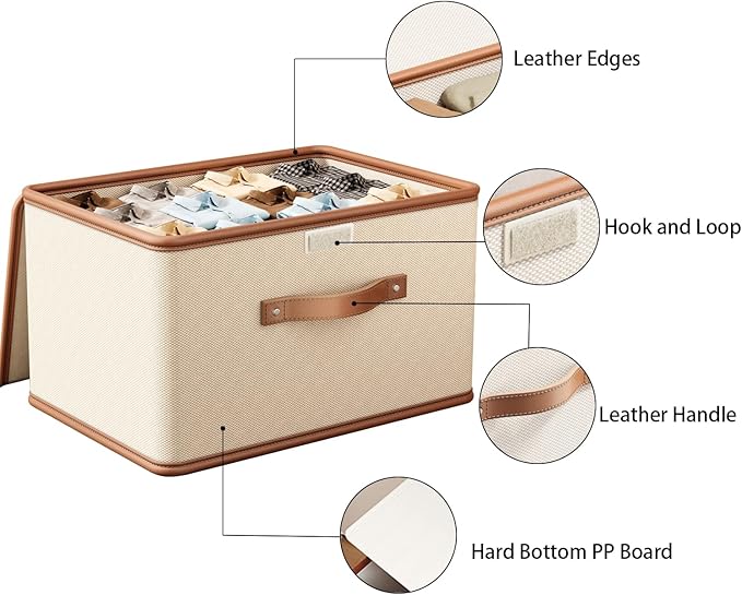 Tuza 2 Pack Storage Bins with Lids, Collapsible Closet Organizer Container - Image 6