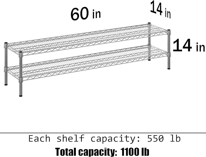 Regal Altair 14" Deep x 60" Wide x 14" Height Wire Shelving Kit | 2-Tier | NSF - Image 3