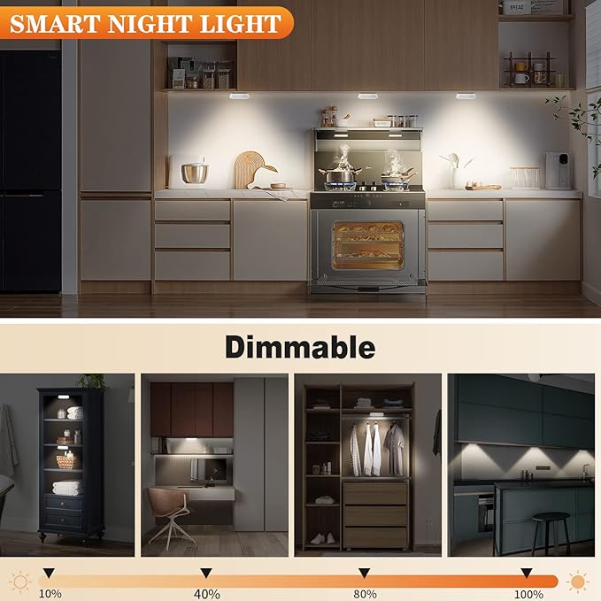 Warm Color LED Closet Lights Motion Sensor Step Light, USB Rechargeable Battery - Image 6