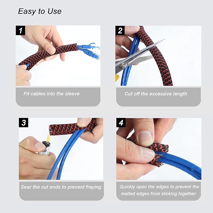 CrocSee 25ft - 1/2 inch Braided Cable Management Sleeve Cord Protector - - Image 6