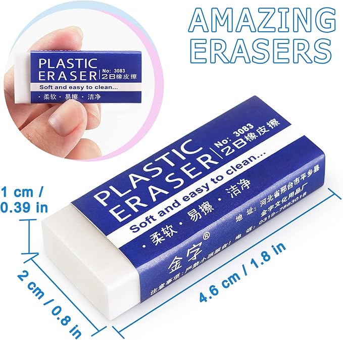 Tamaki 6 Pack Erasers, Large White Erasers - Image 2