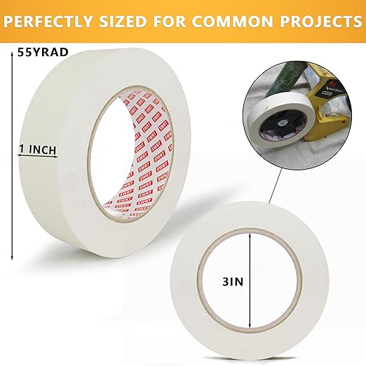 SWRT Masking Tape 1 Inch x 55 Yards x 12 Rolls, Bulk Adhesive Painting Tape - Image 2