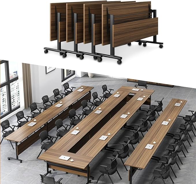Folding Conference Table, Foldable Office Conference Room Tables, Rolling by Unknown