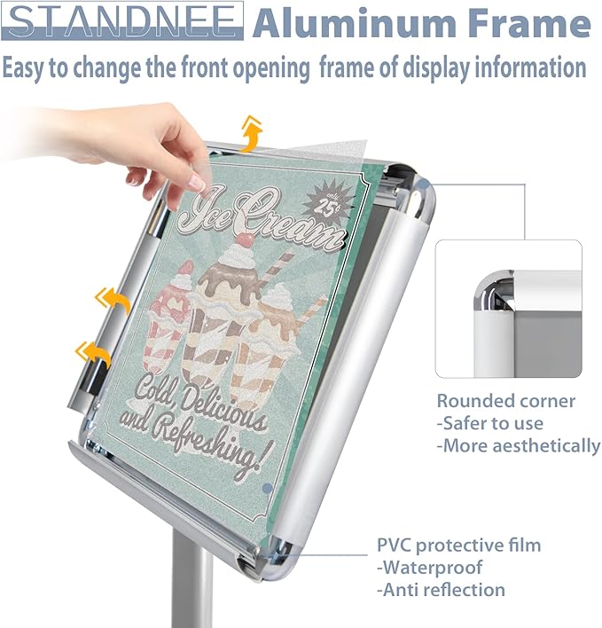 STANDNEE Heavy-duty Poster Stand Holder 11"x 17" Pedestal Floor Standing Sign - Image 6