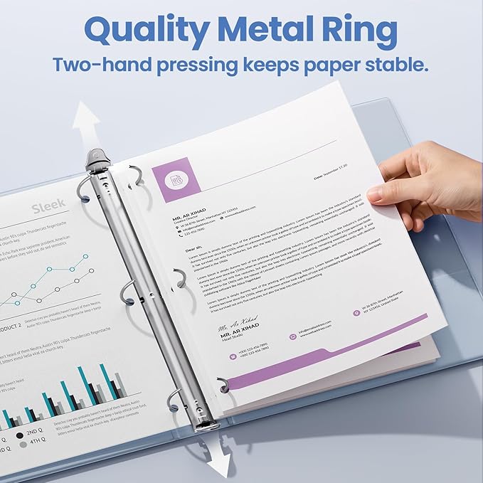 SUNEE 3 Ring Binder 2 Inch 1 Pack, Haze Blue - Image 2