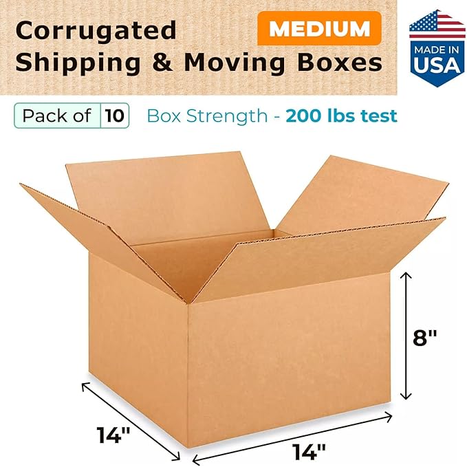 IDL Packaging Medium Corrugated Shipping Boxes 14"L x 14"W x 8"H – Prime Choice - Image 2