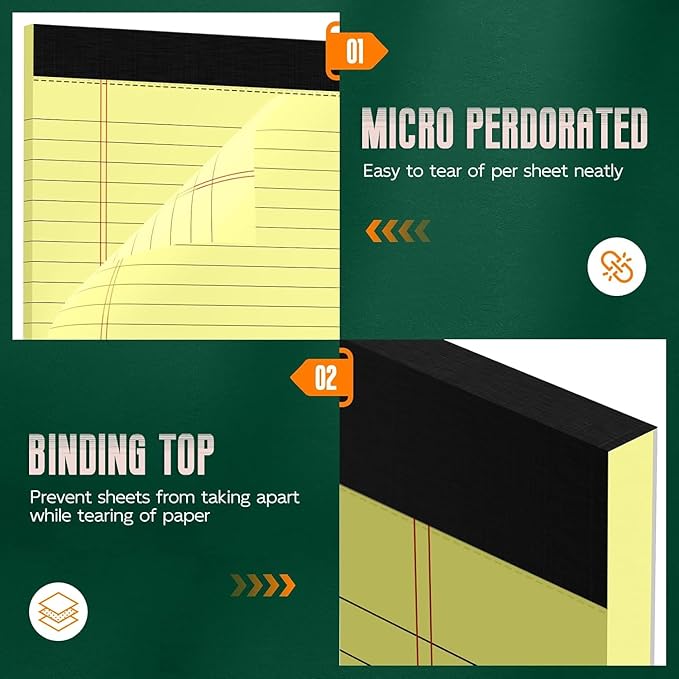 Legal Pads 8.5 x 14 Note Pads, 10 Pack Writing Pads Wide Ruled Notepads - Image 4