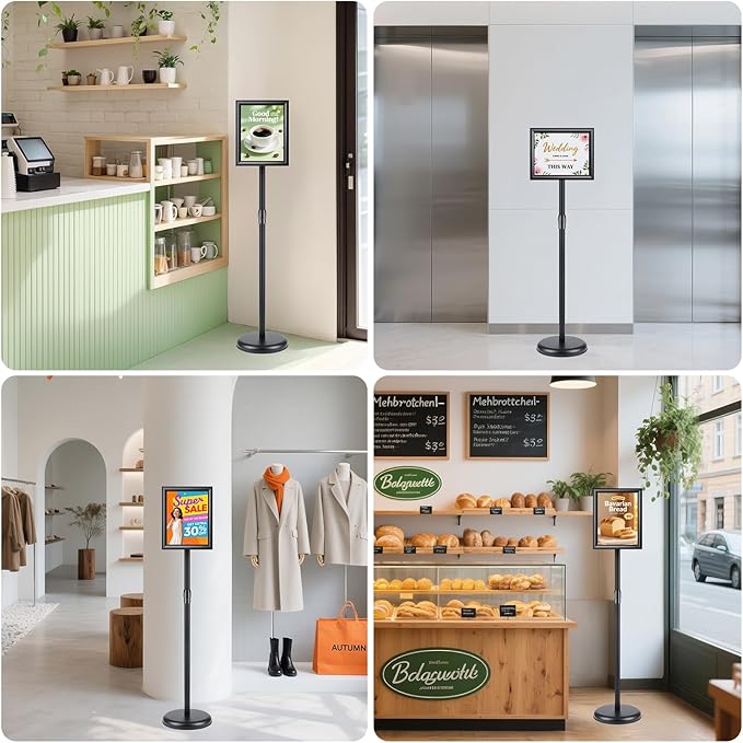 RedChili 2 Pack Sign Holder Stand 8.5x11 Inch, Adjustable Floor Standing Sign - Image 6