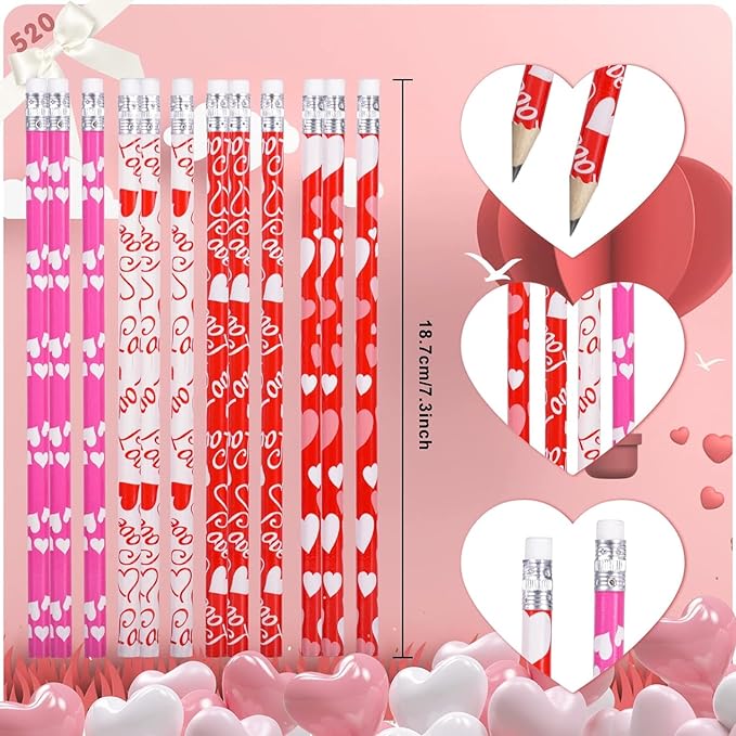 emzrivo 120 PCS Valentines Pencils Bulk Valentines Wood Pencils - Image 2