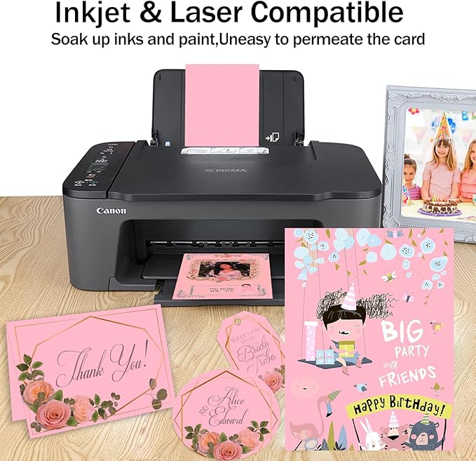 24 Sheets Pink Cardstock 8.5 x 11 Thick Paper, Goefun 80lb Card Stock Printer - Image 3