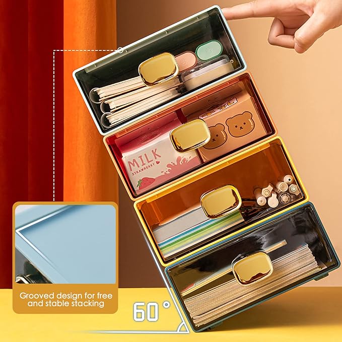 DETEIN Stackable Desk Drawer Organizer 13''x9''x3.3'' Desktop Paper Organizer - Image 5