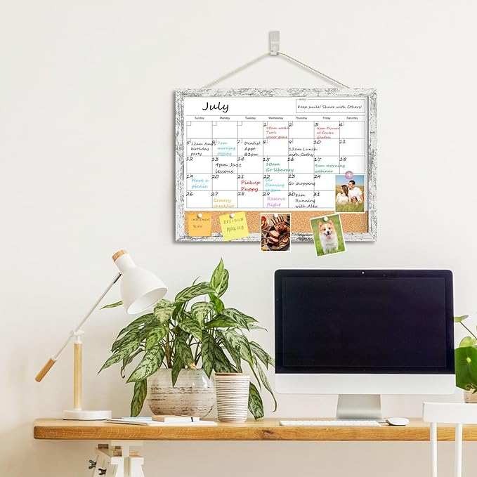 Dry Erase Calendar for Wall, 17x13 Inches Whiteboard Calendar Cork Board Combo - Image 6