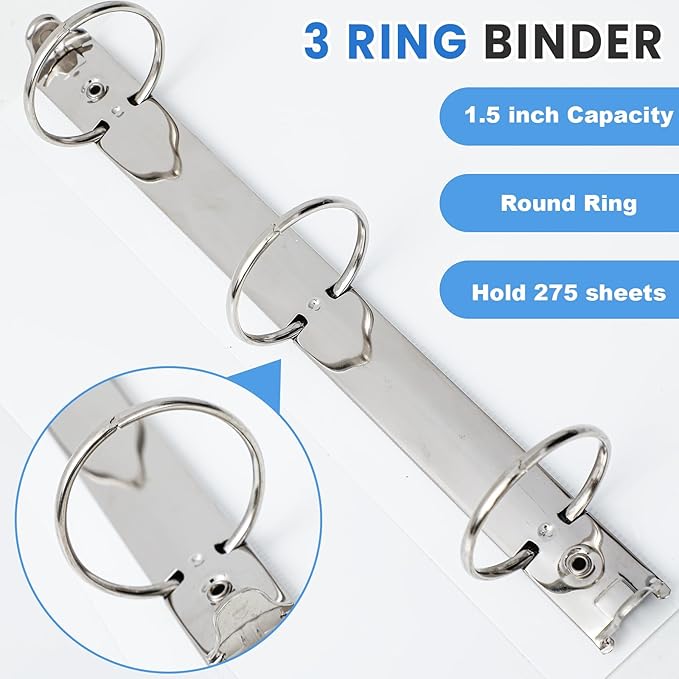 Henoyso 12 Pcs 3 Ring 1.5 Inch Binders Fits 8.5 x 11 Inch Letter Size Paper - Image 4