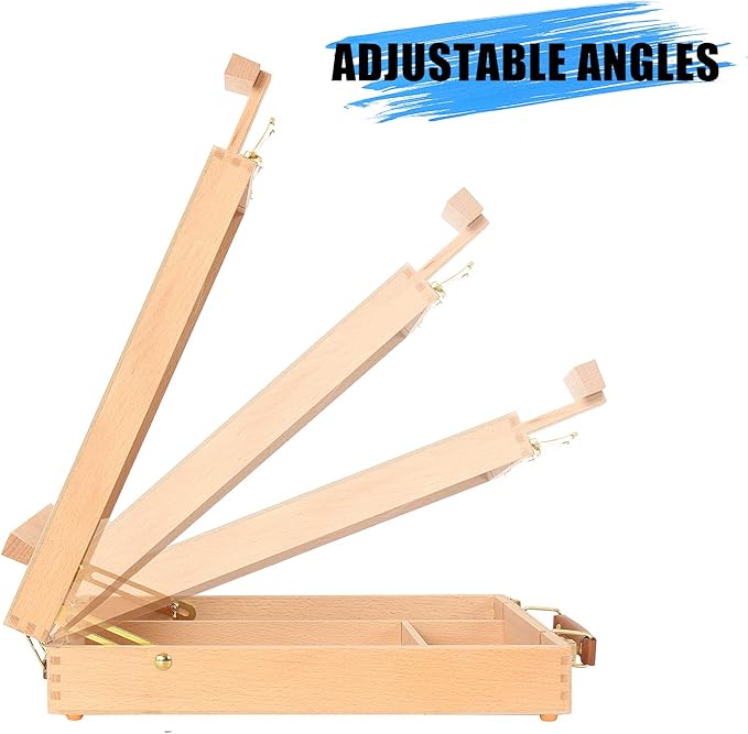 Art Supplies Box Easel Sketchbox Painting Storage Box, Adjust Wood Tabletop - Image 4