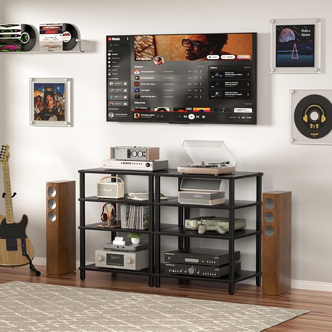 4-Tier AV Media Player Stand, Modern Stereo Cabinet, Wooden TV Stand, Game - Image 4