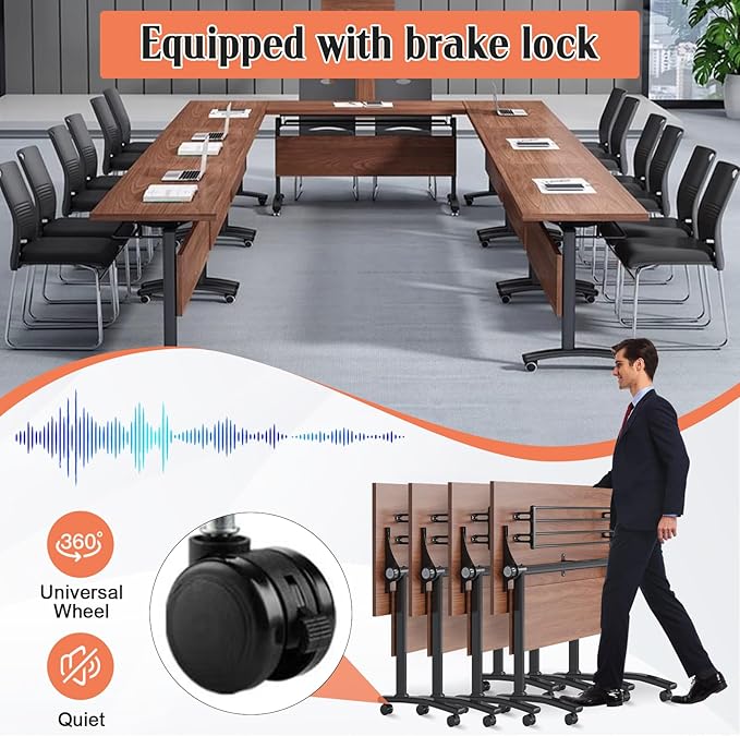 JEHUJD Conference Table, 55.1''Folding Conference Room Table - Image 4