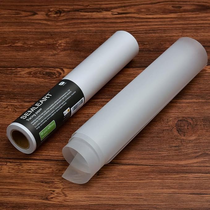 SEMLEART Trace Paper roll 12 inch x 25 Yard, 32lb/50gsm, Translucent White - Image 6