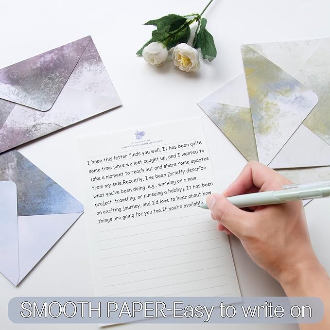 Tuhangcc Stationary Paper Set Minimalism- Hand Blended Colors, 12 Envelopes & - Image 2