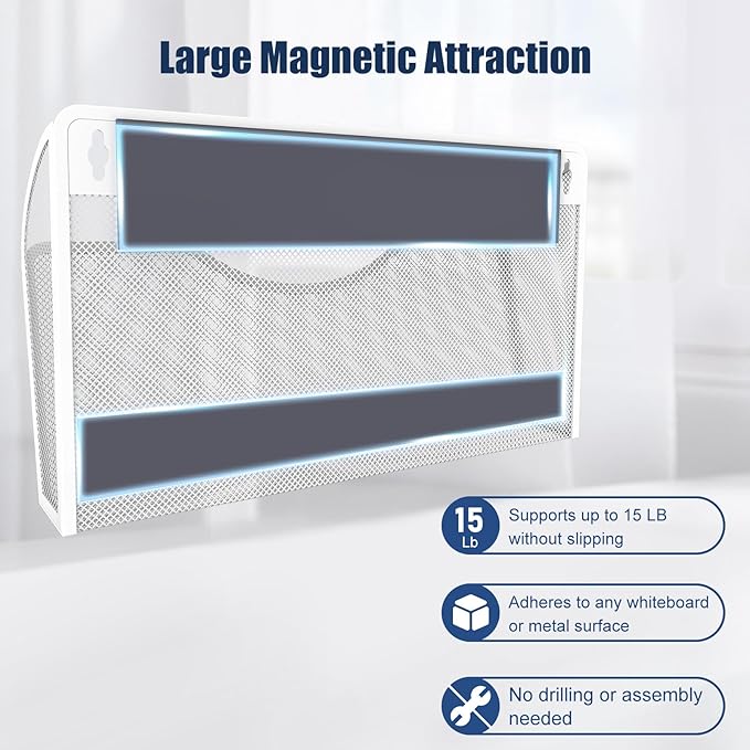 2 Pockets Magnetic File Holder for File Cabinets, Folder Holder Organizer- No - Image 2