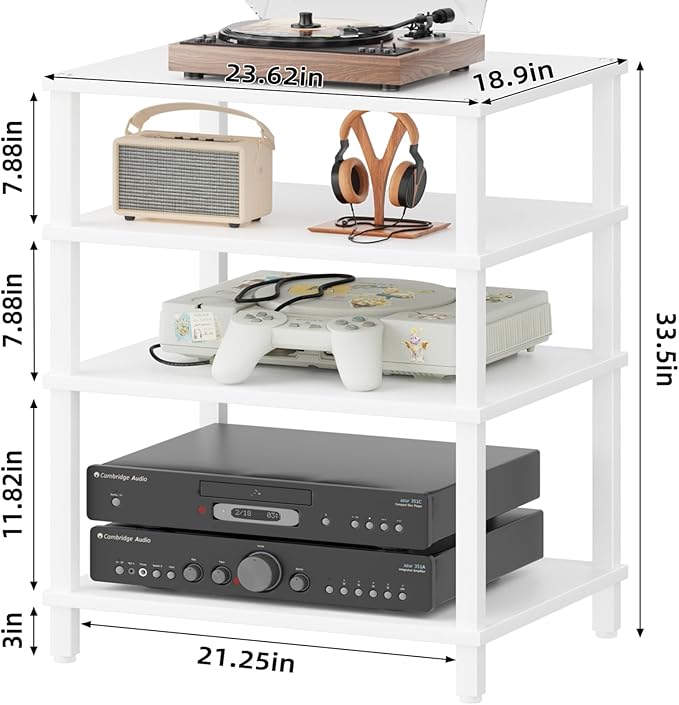 LELELINKY 4-Tier AV Media Player Stand Set of 2, Wooden TV Stand, Game Console - Image 3