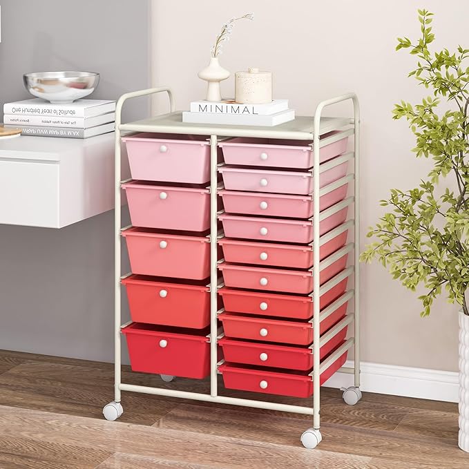 DORTALA 15-Drawer Rolling Storage Cart - Image 2