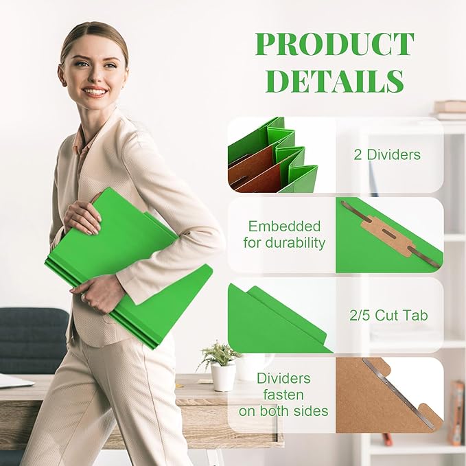 Skyygemm 60 Pcs Classification Folders Letter Size, 2 Divider Pressboard File - Image 3