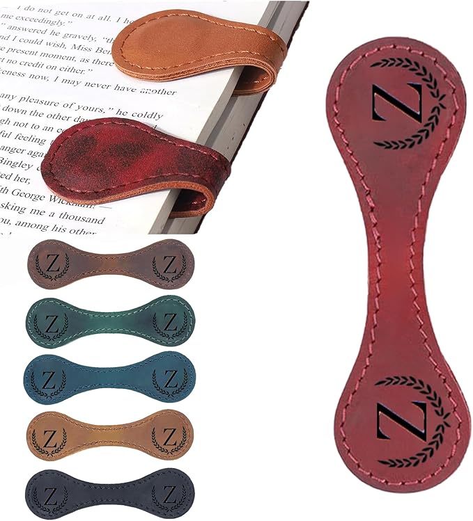 Artlaza Personalized Magnetic Leather Bookmark, 26 Letters Custom Leather by Artlaza