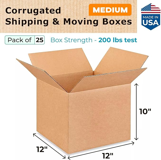 Medium Moving & Shipping Boxes 12"L x 12"W x 10"H - Image 2