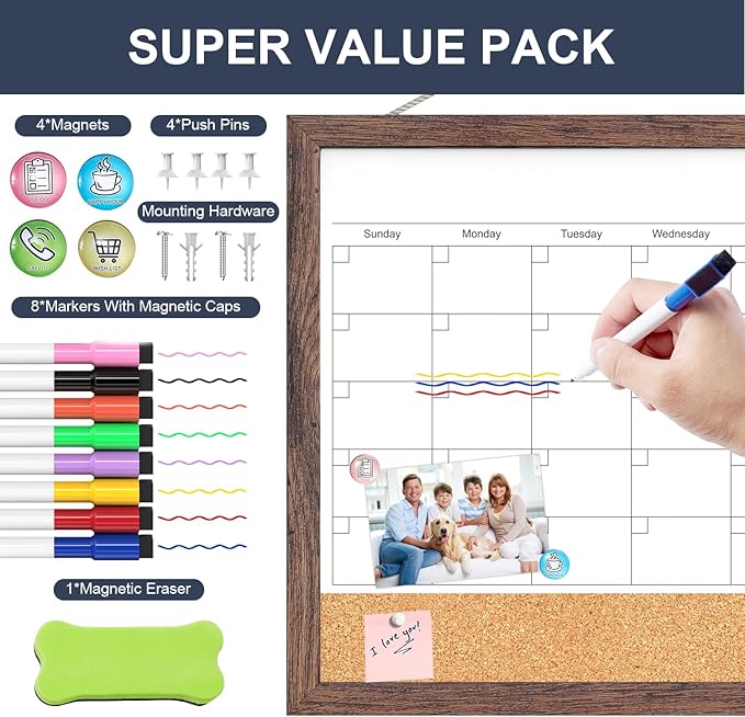 Calendar Whiteboard for Wall, 17x13 Inches White Board Calendar Dry Erase - Image 5
