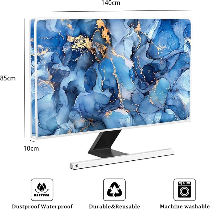 Baocicco Navy Blue Gold Marble Waterproof TV Dust Cover 58, 60 Inch Creative - Image 2