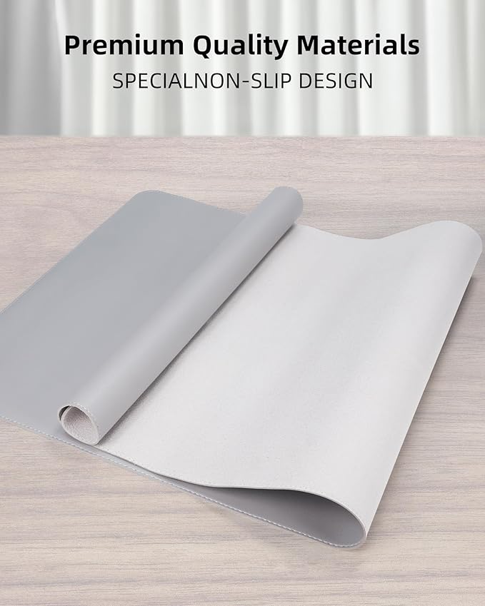 Leather Desk Pad Cover- 48" x 17" Office Desk Protector, Non-Slip PU Leather - Image 2