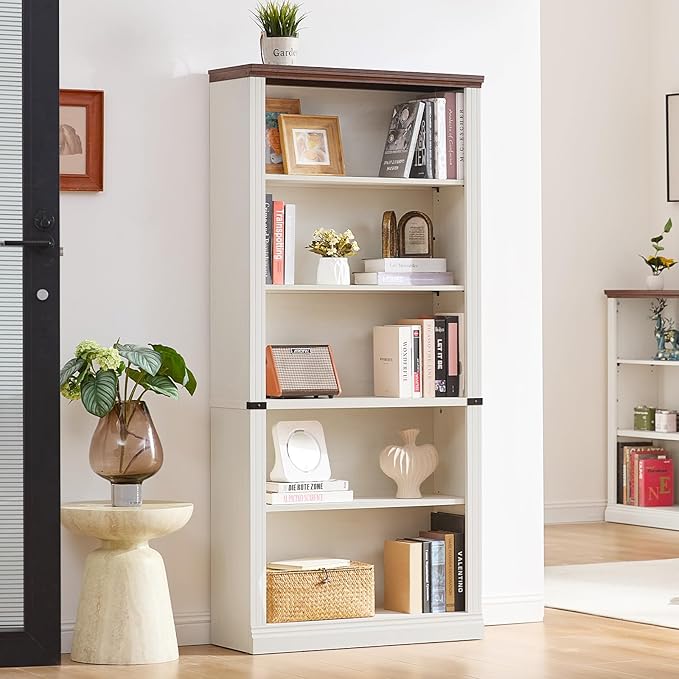 RWYHG 70" White Tall Bookshelf, 5-Tier Thick Wooden Book Shelf - Image 3