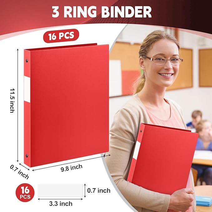 Henoyso 16 Pcs 3 Ring Binder 0.5 Inch Round Fits Letter Size 8.5'' x 11'' Paper - Image 2