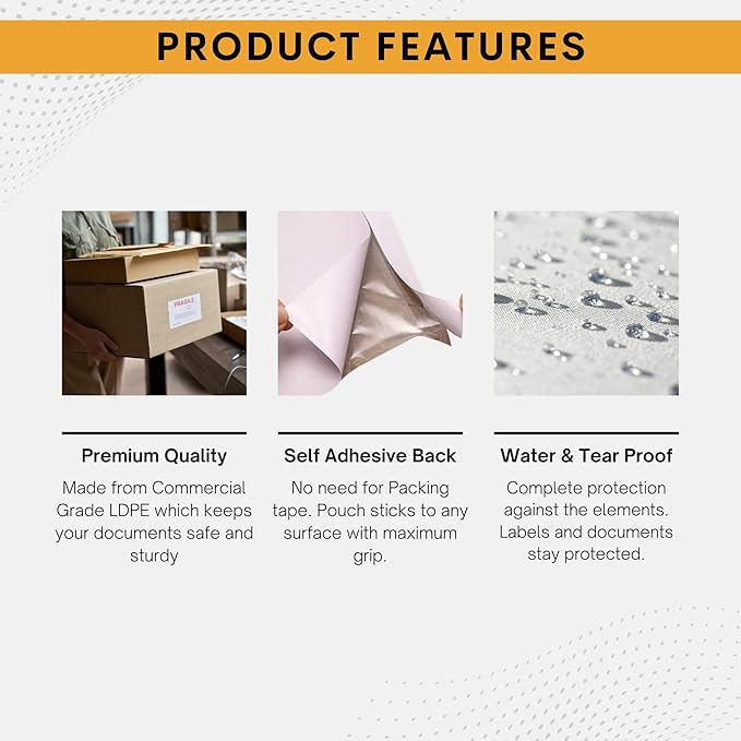 300 Pack 7"x10" Shipping Label Sleeves – Clear Self-Adhesive Packing Slip - Image 3