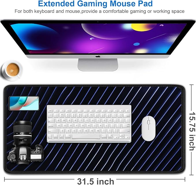 Gaming Mouse Pad, 31.5x15.7 inch Large Extended Computer Keyboard Mouse Mat - Image 2