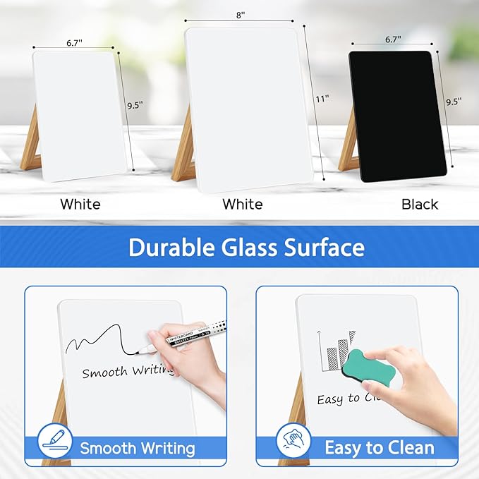 WALGLASS Desktop Glass White Board 9.5"x 6.7" - Image 4
