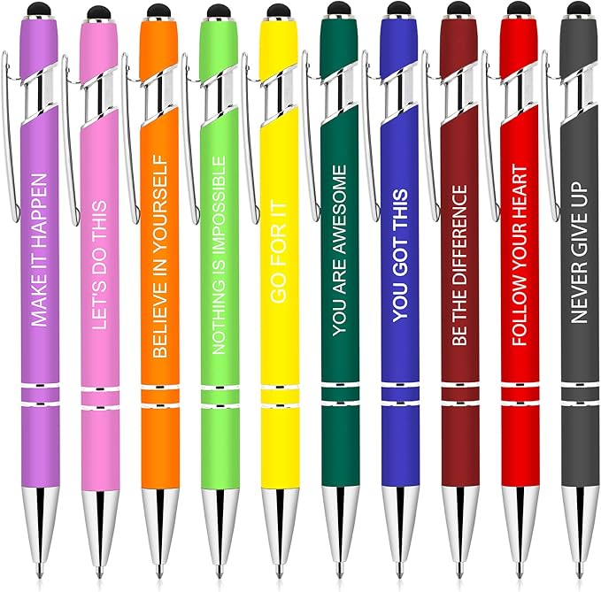 Greengines 10 Pcs Inspirational Pens Bulk, Motivational Ballpoint Pen by Greengines