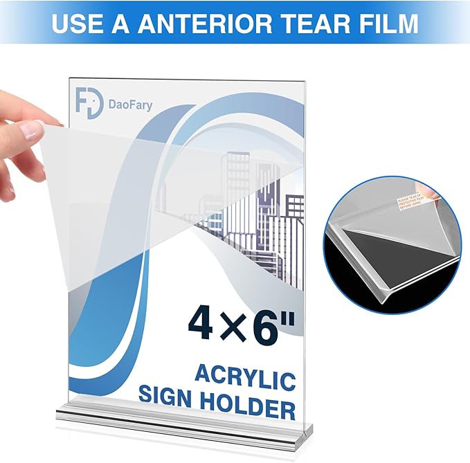 Daofary 26 Pack Acrylic Sign Holder 4 x 6 Clear Display Table Signs Stand - Image 7