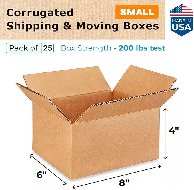 Small Moving & Shipping Boxes 8"L x 6"W x 4"H - Image 2