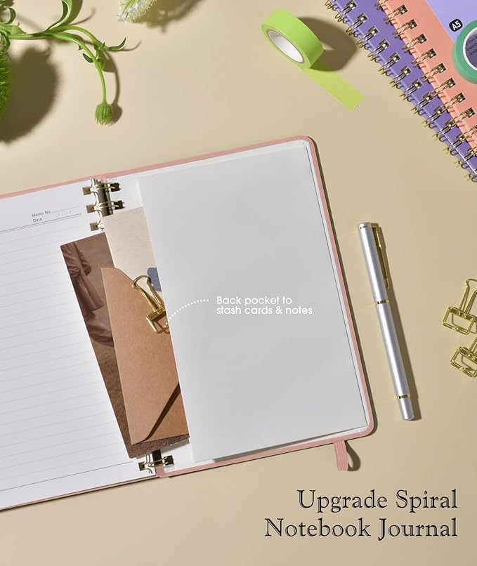 Lined Spiral Journal Notebook for Women, A5 Hardcover Notebooks for Work - Image 6