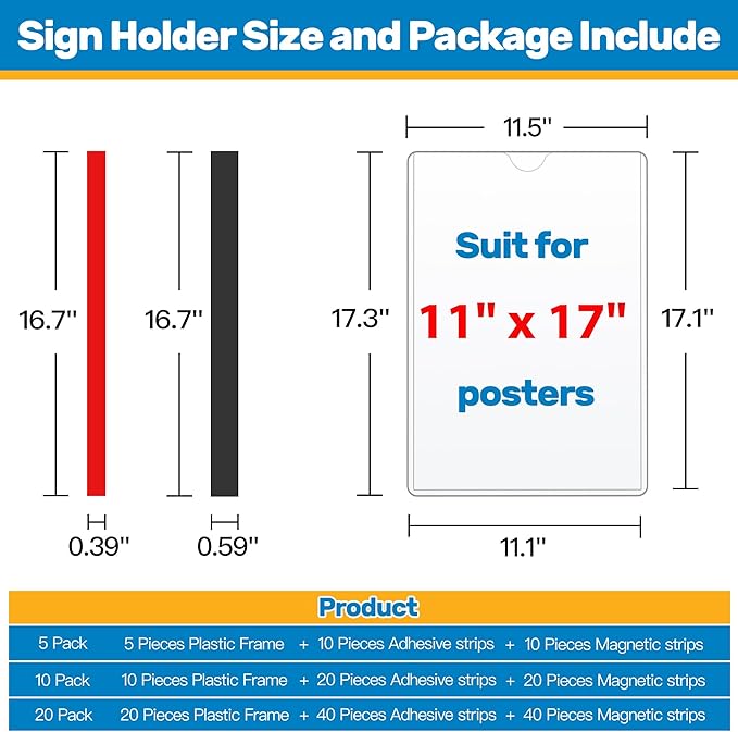 Magnetic Sign Holder 11 x 17, 20 Pack Rigid Magnetic Paper Holder Poster - Image 4