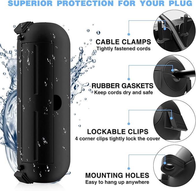 Flemoon Outdoor Extension Cord Safety Cover, IPX4 Waterproof Connection - Image 8