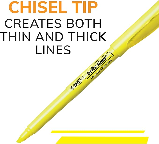 BIC Brite Liner Highlighters, Chisel Tip, 12-Count Pack of Pink Highlighters - Image 6