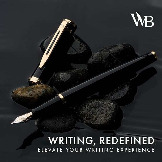 Wordsworth & Black Fountain Pen Set, 18K Gilded Medium Nib, Includes 24 Pack - Image 2