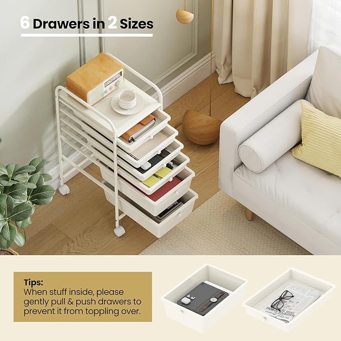 Giantex 6 Storage Drawer Cart Rolling Organizer Cart - Image 7