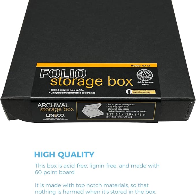 Lineco 9x12 Black Clamshell Archival Folio Storage Box, Acid-Free - Image 5