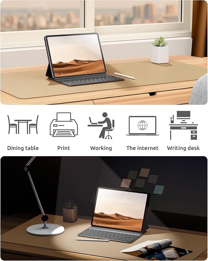 YSAGi Leather Desk Protector, Office Mat, Large Mouse Pad, Non-Slip PU Leather - Image 6